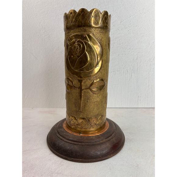 Original U.S.‎ WWI Verdun Artillery Shell Trench Art Flowers Floral Brass - Picture 4 of 8